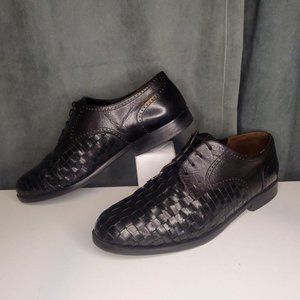 Meltonian Black Leather Dress Shoes Woven US Men's 10 Right Shoe Wide, Left M